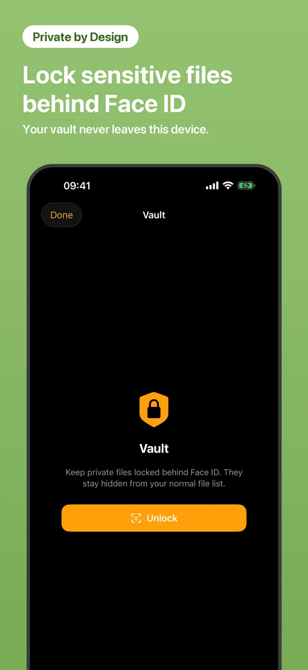 Lock private files behind Face ID