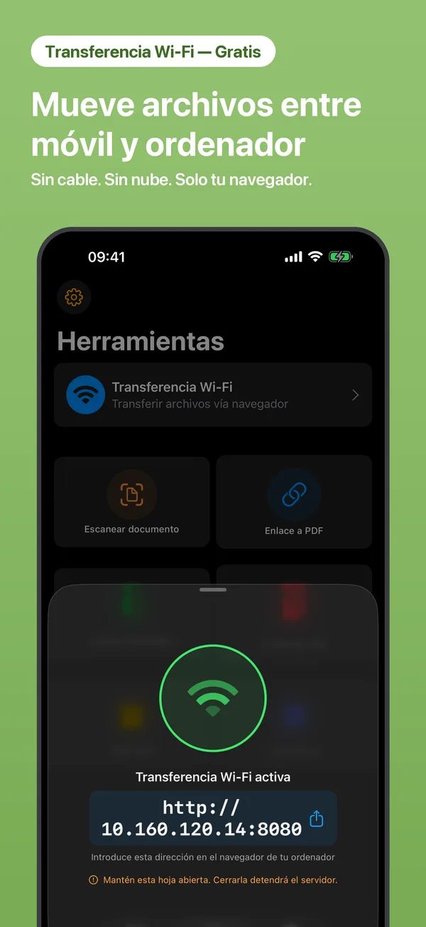 Transfiere archivos entre iPhone y ordenador — por Wi-Fi, gratis
